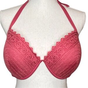 Shade & Shore Mauve Pink Crochet Light Lift Padded Bikini Top Womens Size 38DD
